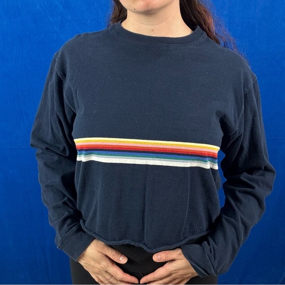 Women's Navy‎ Rainbow Stripe Top - Picture 4 of 6